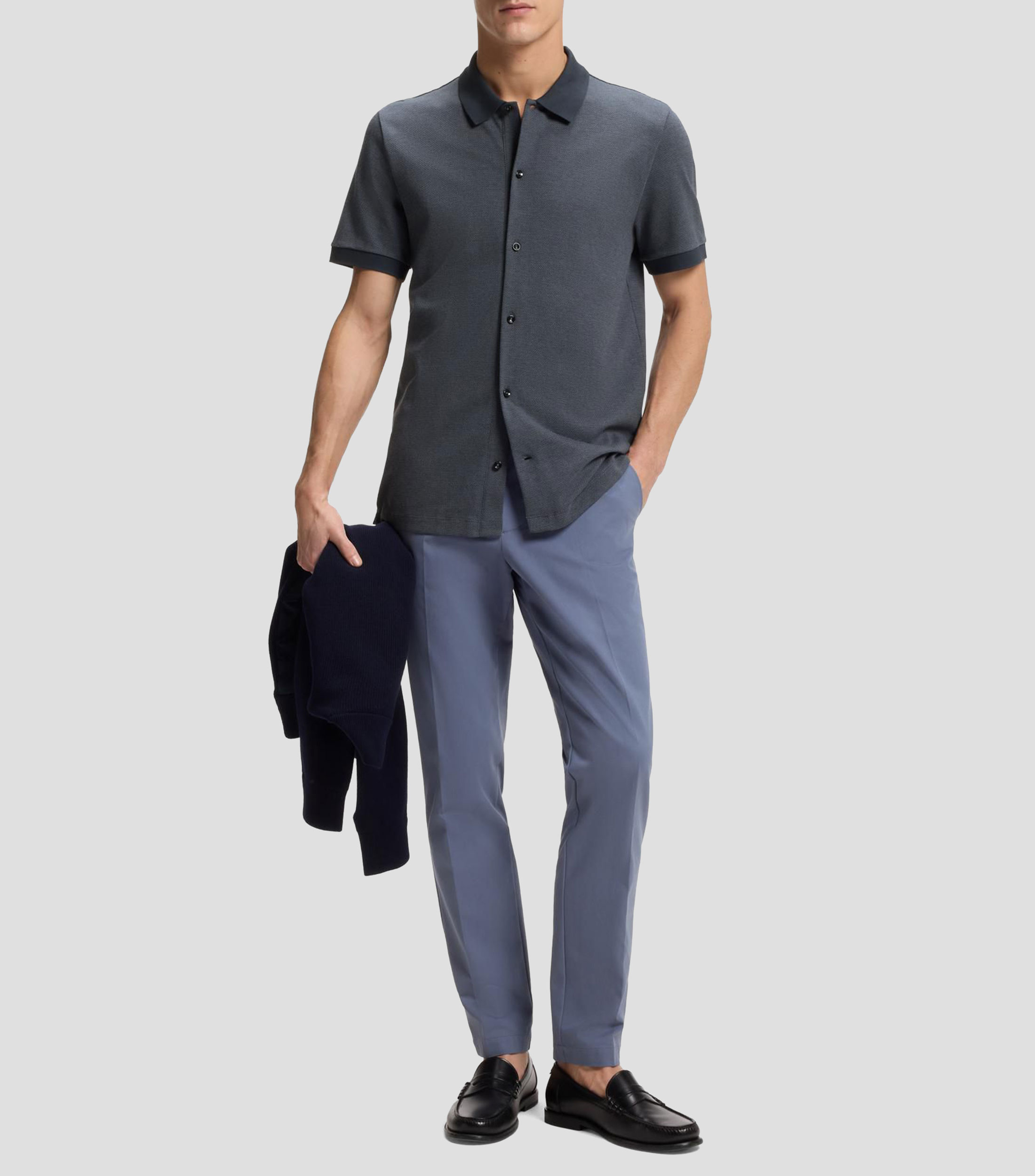 Playera polo Boss regular de algodón con estructura entretejida de burbujas Hombre